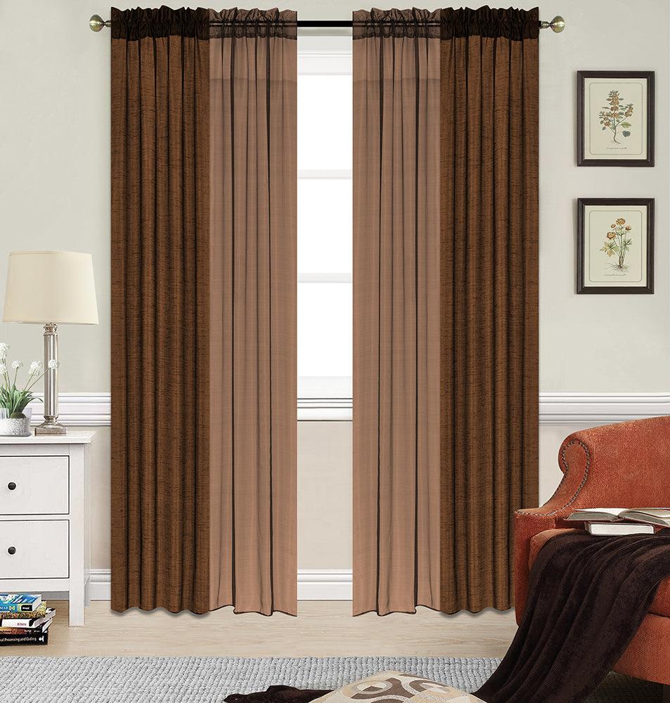 4 Piece Faux Silk & Voile Window Curtain - Dahdoul Online
