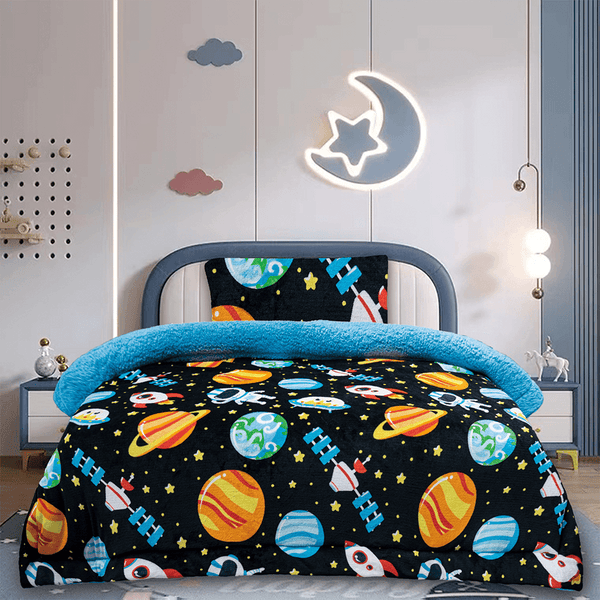 Twin Silk Touch Sherpa Borrego Blanket - Astronaut - Dahdoul Online