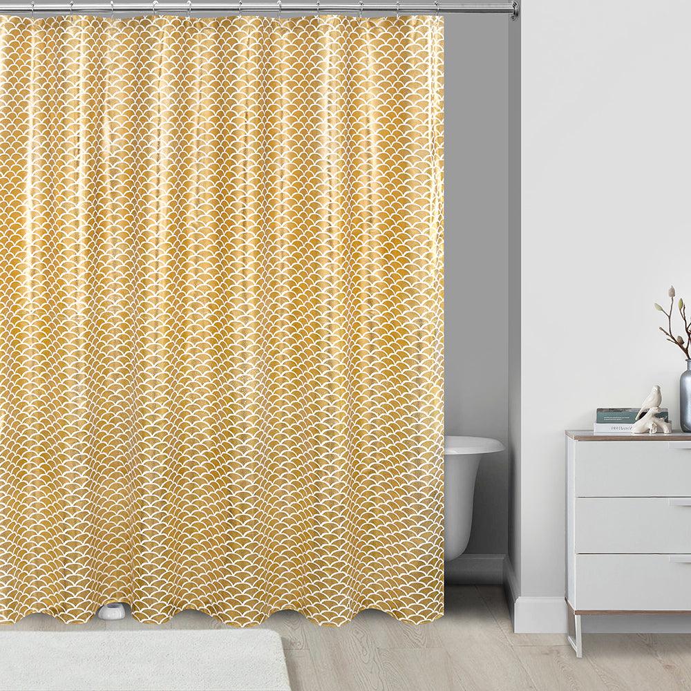 13 Piece Metallic Canvas Shower Curtain - Gold - Dahdoul Online