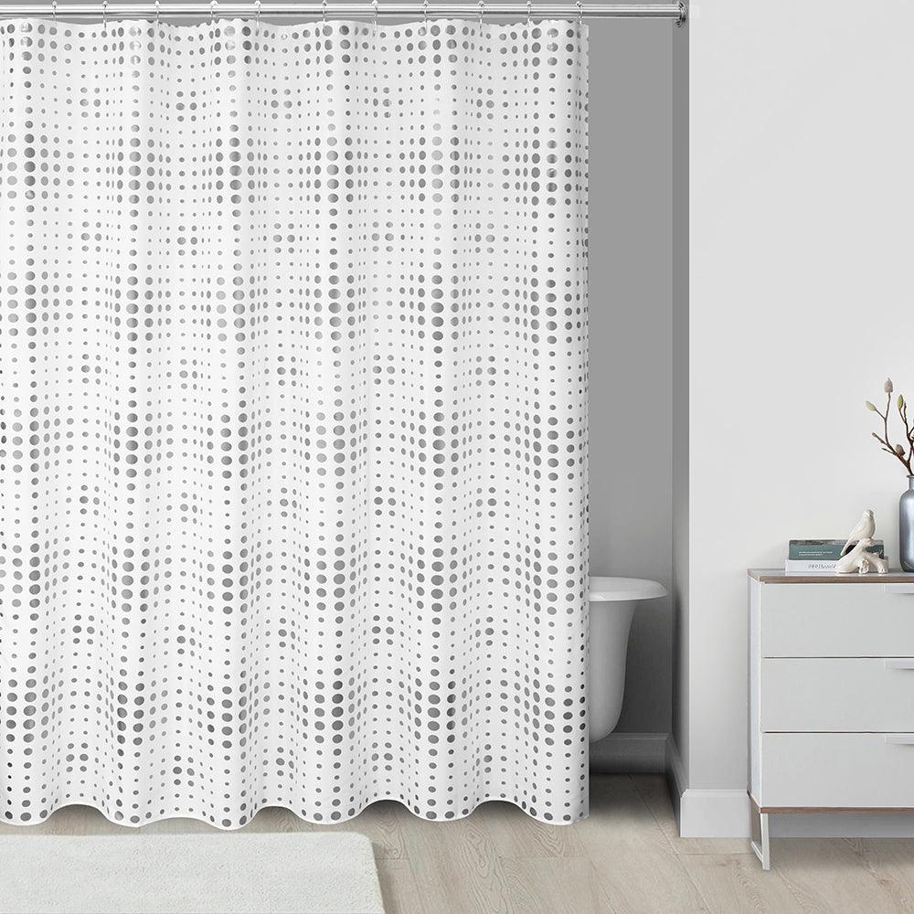 13 Piece Metallic Canvas Shower Curtain - Silver - Dahdoul Online