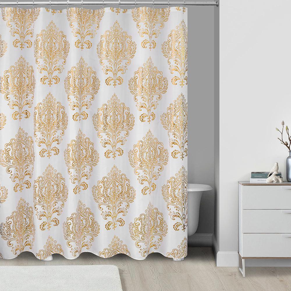 13 Piece Metallic Canvas Shower Curtain - Gold