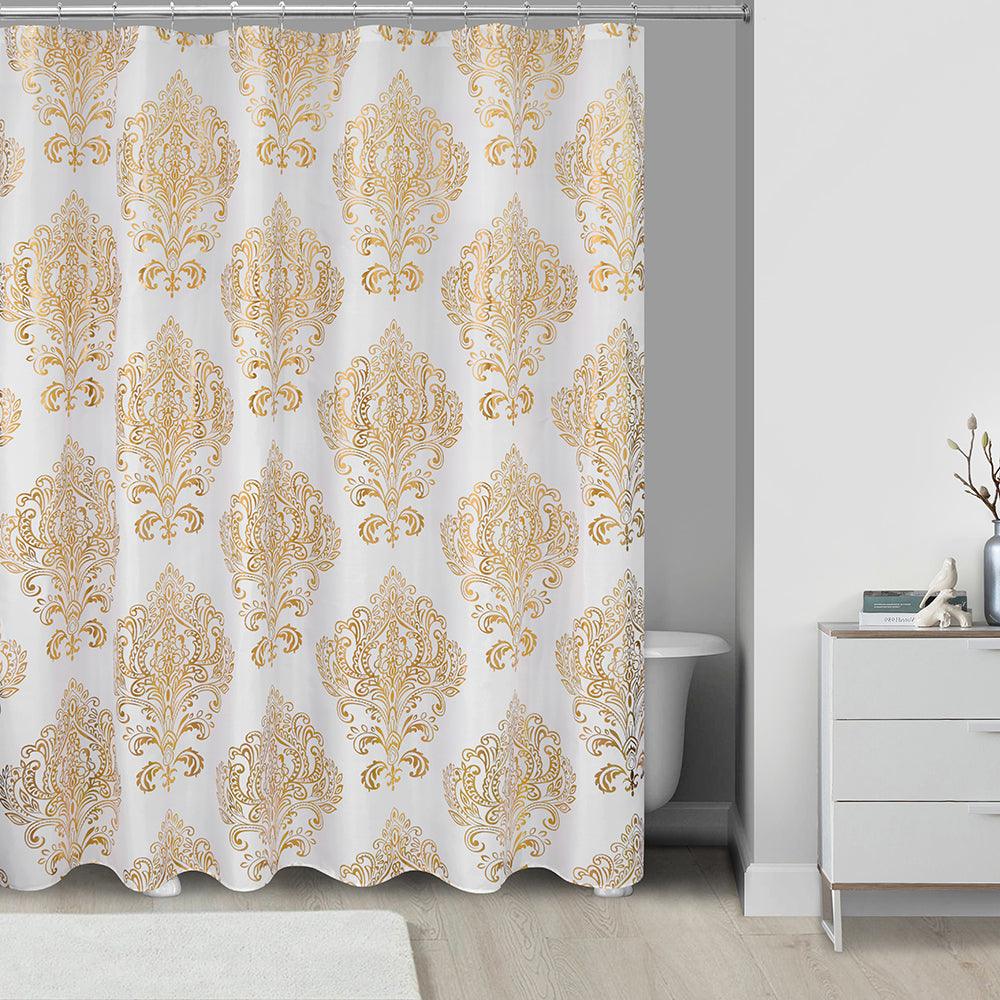 13 Piece Metallic Canvas Shower Curtain - Gold - Dahdoul Online