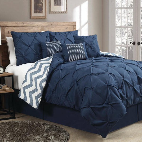 7 Piece Prestige Comforter Set - Navy - Dahdoul Online